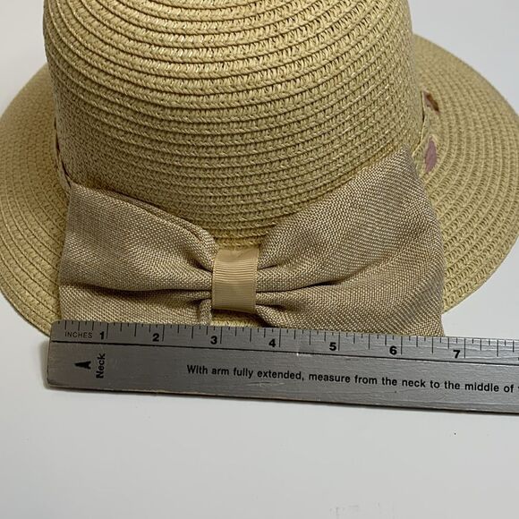 Arianna By Howard’s Tan Straw Sunhat With Woven Ribbon and Back Bow Size 58cm - Picture 13 of 13